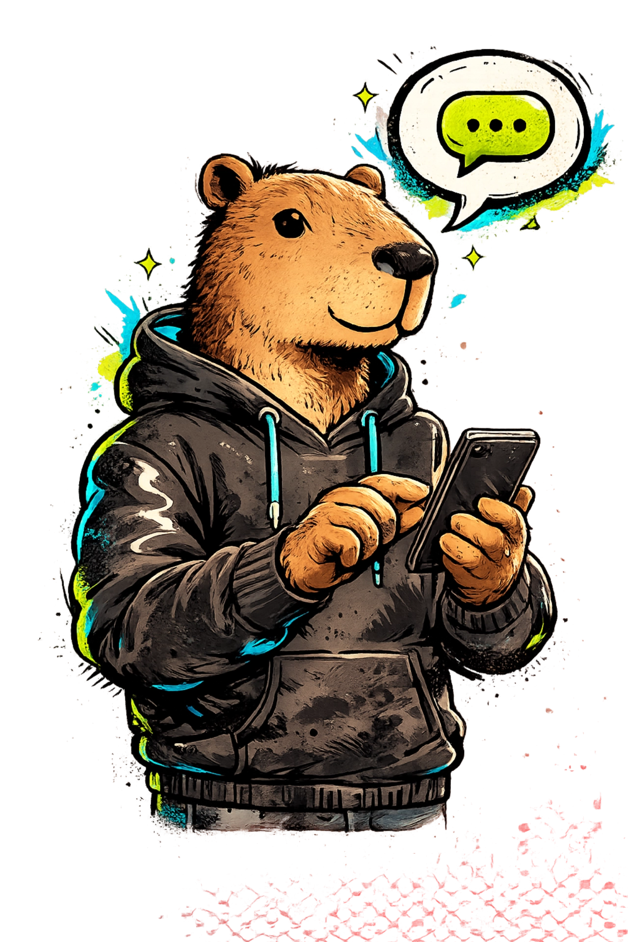 Capibara con celular